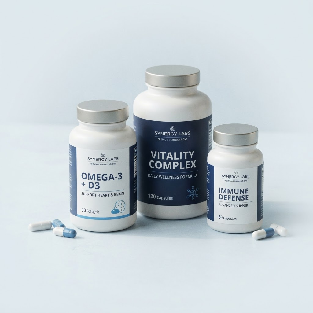 Lucent Labs supplement bottles arranged on a clean background